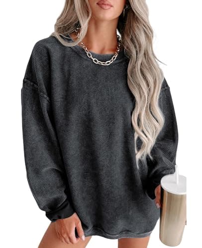 SELINK Women's Oversized Corduroy Sweatshirt Casual Long Sleeve Pullover Tops