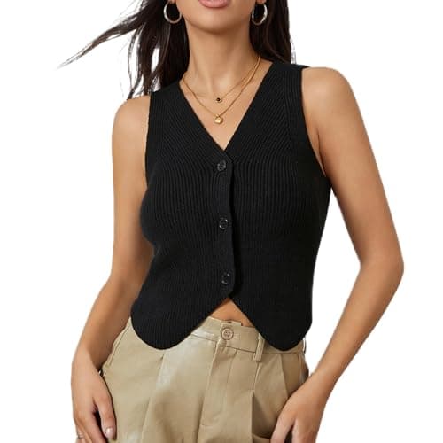 Usweetie Women's Sleeveless V-Neck Knit Sweater Vest