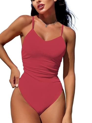 Swimall Women's Tummy-Control One Piece Swimsuit with O-Ring