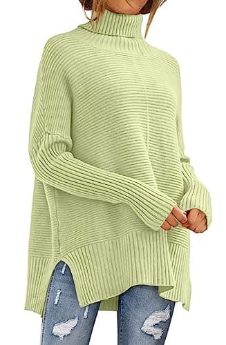 ANRABESS Women's Oversized Turtleneck Batwing Sleeve Knit Tunic Sweater 2024 Trend