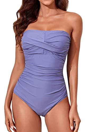 Smismivo Women's Strapless Tummy Control One-Piece Swimsuit