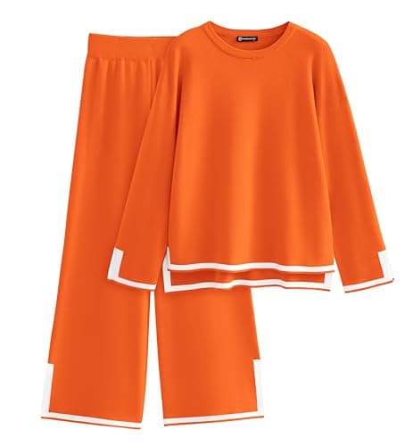 PRETTYGARDEN Women's Long Sleeve Knit Sweater Set & Wide Leg Pants Outfit