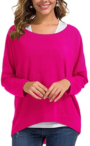 UGET Women's Oversized Batwing Sleeve Pullover Casual Top