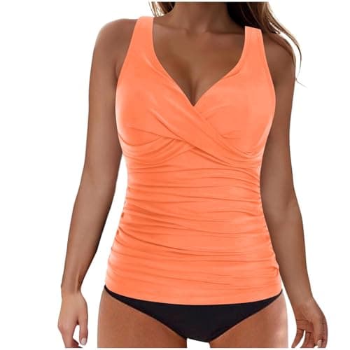 Cethrio Women's Modest Ruched Tankini Swimsuits