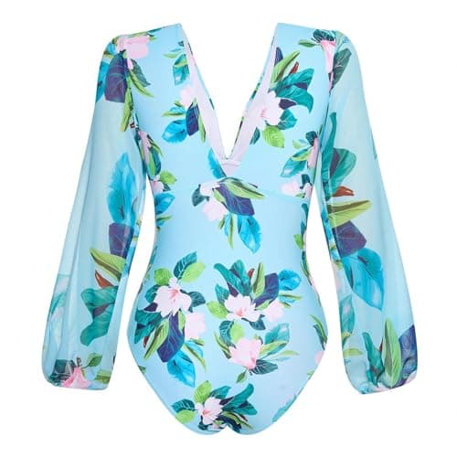 Cethrio Plus Size Vintage Printed Bodystyle Swimwear with Sarong Wrap Skirt