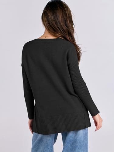 2024 Fall Women's Oversized V Neck Batwing Sleeve Sweater