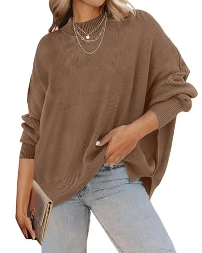 ZESICA Women's Casual Oversized Long Sleeve Ribbed Knit Pullover Sweater Tops