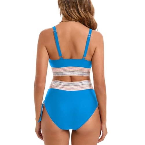 YNCSZEC Tummy Control High Waisted V-Neck Women's Two-Piece Bikini Set