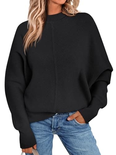 LILLUSORY Women's Trendy Oversized Mock Neck Sweater 2024 Winter Pullover