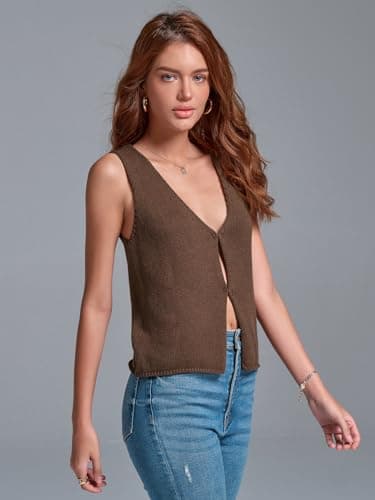 BZB Women's Summer Crochet Sleeveless Sweater Vest
