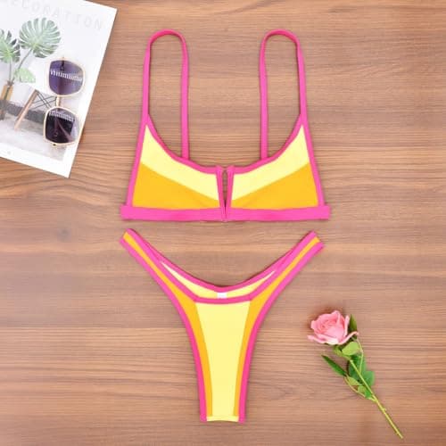 Cethrio Plus Size Cheeky Halter Swimsuit Two-Piece Bikini Set