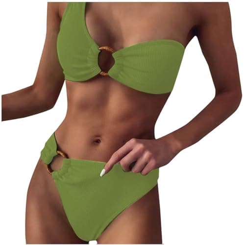 Cethrio Plus Size Women'sSexy One Shoulder Tummy Control Bikini