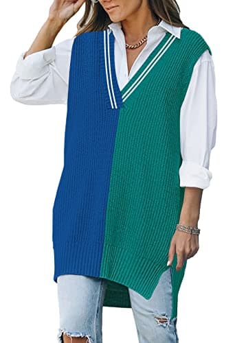 Viottiset Women's Oversized V-Neck Knit Sweater Vest