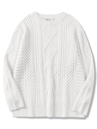ANRABESS Women's Oversized Crewneck Long Sleeve Cable Knit Pullover Tops 2024 Fall
