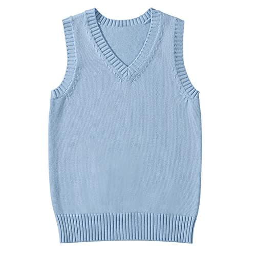 Blestirno Women's V-Neck Solid Color Sleeveless Sweater Vest
