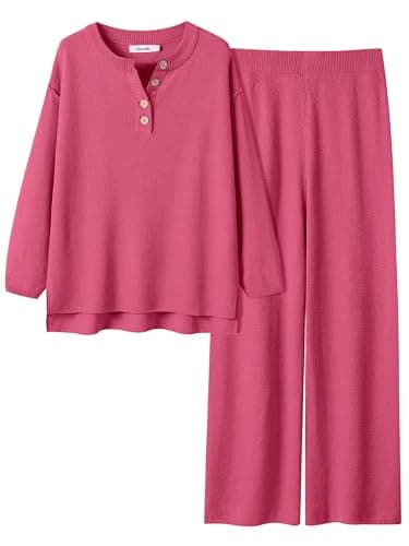 Oversized Lounge Sets Matching Waffle Knit Casual Outfit 2024 Travel Clothing