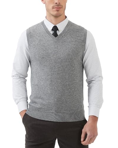 Kallspin Men's Wool Blended Relaxed Fit V-Neck Sleeveless Pullover