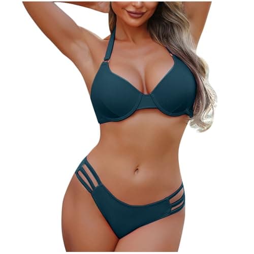 Cethrio Women's Cute Halter Tummy Control Bikini Swimsuit