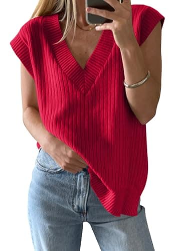 Women's V Neck Knit Sweater Vest
