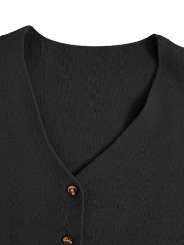 Verdusa Women's Sleeveless Button Front Old Money Knit Sweater Vest Knot