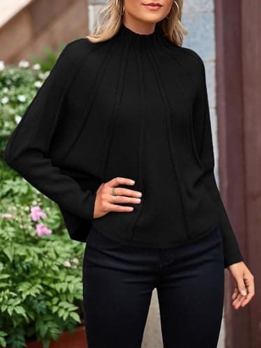 NALANISA Oversized Knit Batwing Sleeve Sweater for Women Trendy Pullover