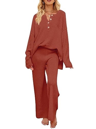 MEROKEETY Women's Long Sleeve Knit Sweater & Pants Set