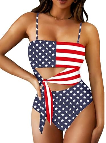Pink Queen Women's Cutout High Waist Bandeau Monokini Swimsuit