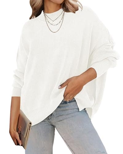 ZESICA Women's Casual Oversized Long Sleeve Ribbed Knit Pullover Sweater Tops