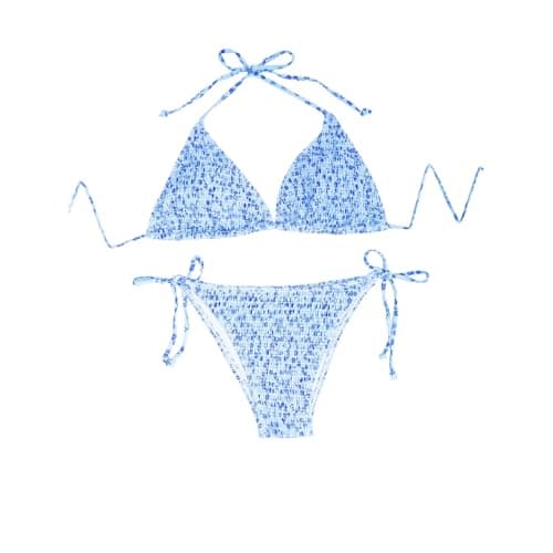 Plus Size Women's Sparkle Tie-Thong High-Waisted Swimwear
