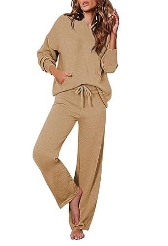 Women's 2-Piece Sweater Set with Hoodies and Wide Leg Pants