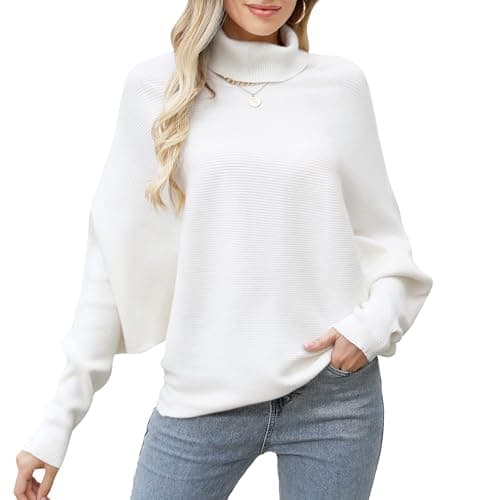 Women's Plus Size Turtleneck Sweater with Batwing Sleeves