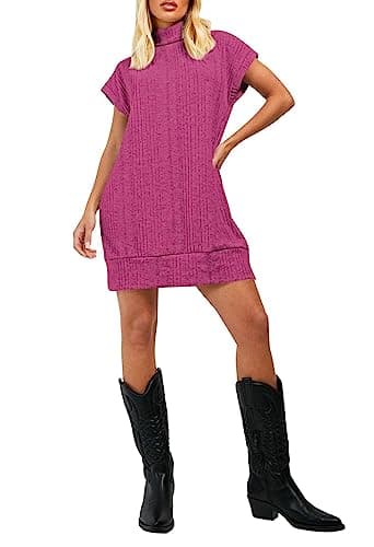 Women's Oversized Turtleneck Sweater Vest Dress
