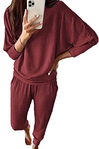 PRETTYGARDEN Women's Spring Fall Fashion 2Piece Sweatpants Long Sleeve Pullover Lounge Set