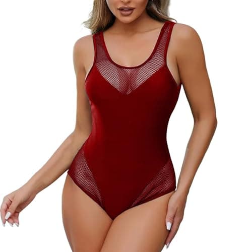 High Waisted Tummy Control Fishnet Swimsuit for Women Summer 2025