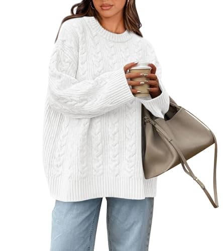 Okiwam Women's Oversized Chunky Knitted Long Sleeve Pullover