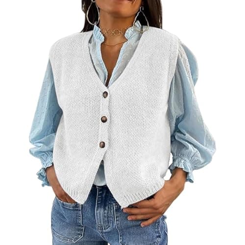 Women's XBTCLXEBCO V-Neck Sleeveless Knit Cardigan Vest