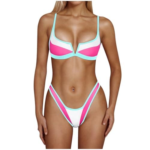 Cethrio Plus Size Cheeky Halter Swimsuit Two-Piece Bikini Set