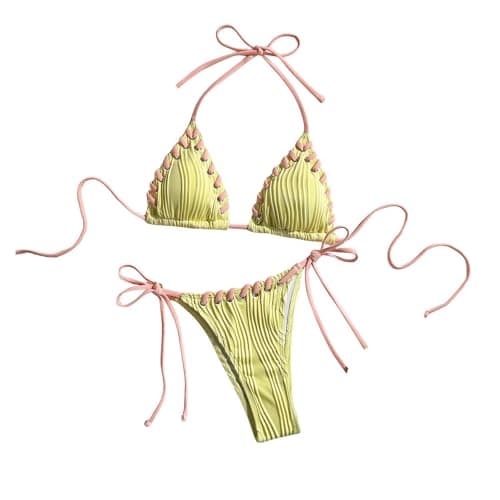 Plus Size Women's Sparkle Tie-Thong High-Waisted Swimwear