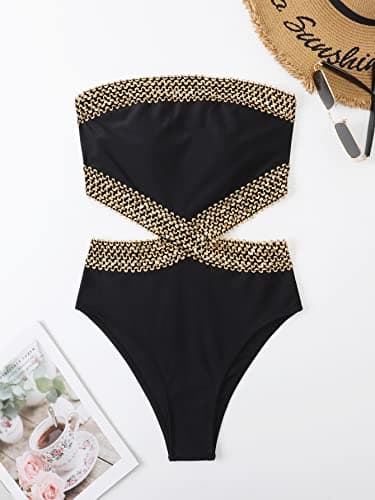 Milumia Women's Cut Out Strapless One Piece Swimsuit
