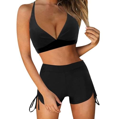 Cethrio Vintage Printed Plus Size Tankini and Boyshorts