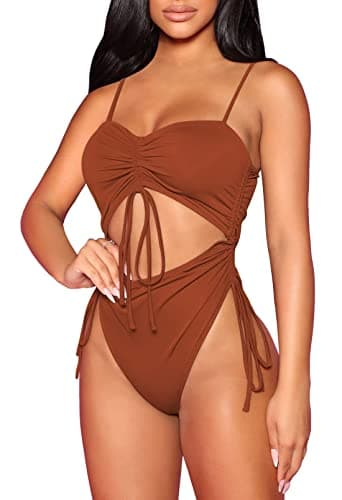 Viottiset Women's Cut-Out Drawstring Cheeky One-Piece Swimsuit