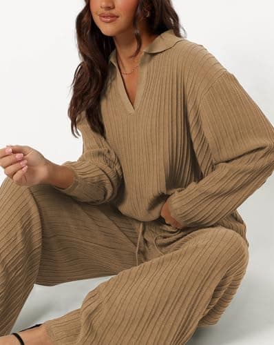 Cakulo Women's 2024 Lounge Set Matching Sweater Wide Leg Lounge Wear