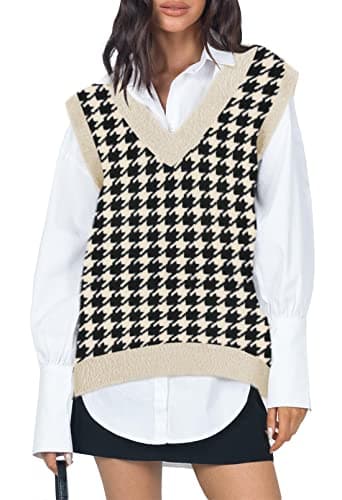 Viottiset Women's Oversized V-Neck Fuzzy Sweater Vest