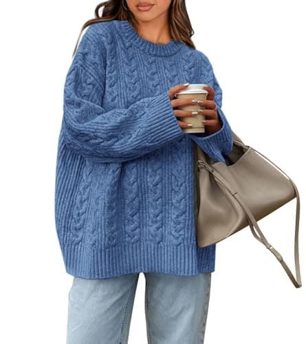 Okiwam Women's Oversized Chunky Knitted Long Sleeve Pullover