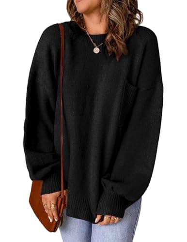 Libsorge Women's Oversized Crewneck Pocket Pullover Sweater
