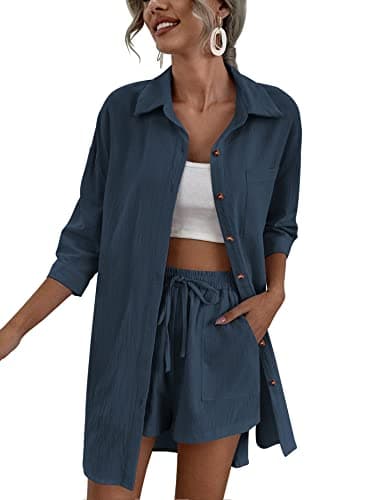 Zeagoo Women's Lounge Outfit Set: High-Low Shirt & Drawstring Shorts