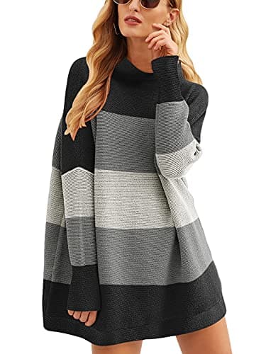 ANRABESS Women's Oversized Casual Long Sleeve Turtleneck Knit Tunic Sweaters 2024 Fall