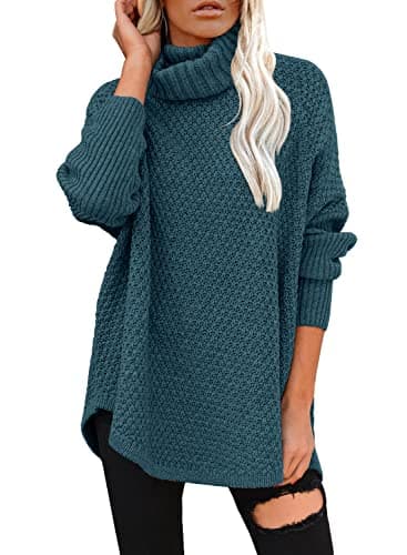 DOROSE Women's Oversized Turtleneck Long Sleeve Knit Tunic Sweater