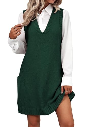 Zeagoo Women's V-Neck Knitted Sweater Dress with Pockets