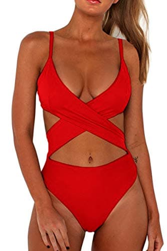 CHYRII Women's High-Waisted Cut-Out One-Piece Monokini Swimsuit